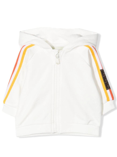 Shop Fendi Sweatshirt With Zip In Bianco-rosa