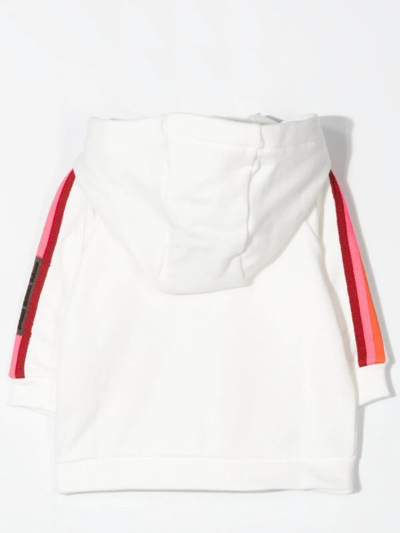 Shop Fendi Sweatshirt With Zip In Bianco-rosa