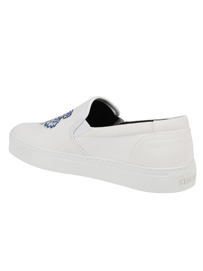 Kenzo White K-skate Tiger Slip-on Sneakers In Blanc