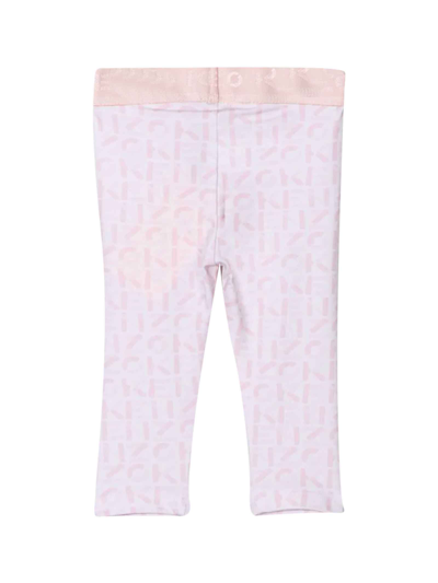 Shop Kenzo White / Pink Baby Girl Leggings With All Over Print By In Bianco/rosa