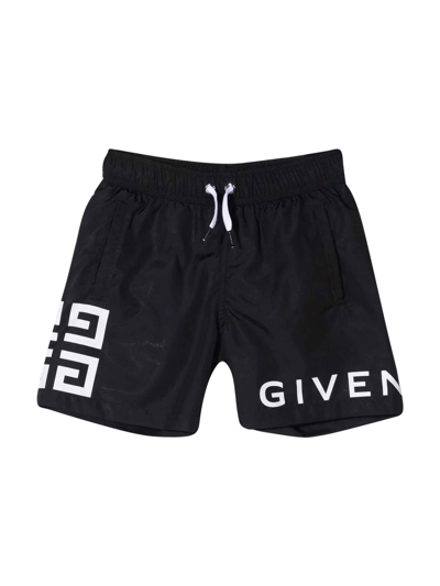 Shop Givenchy Black Boy Swimsuit With Print In Nero