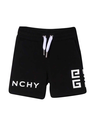 Shop Givenchy Black Unisex Bermuda Shorts With White Print In Nero