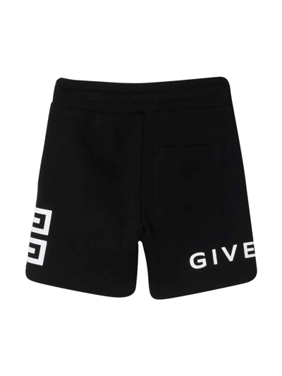 Shop Givenchy Black Unisex Bermuda Shorts With White Print In Nero