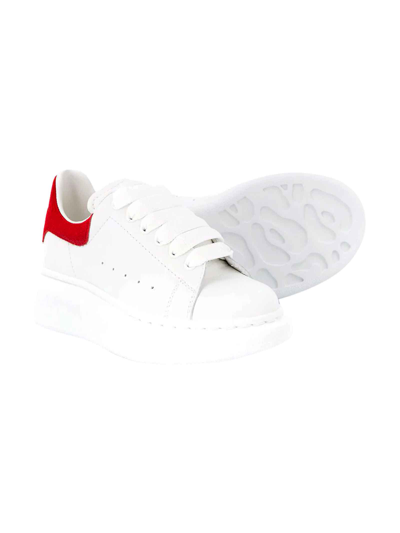 Shop Alexander Mcqueen Kids Unisex White Oversized Sneakers In Bianco/rosso