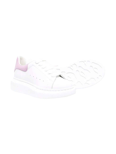 Shop Alexander Mcqueen Kids Unisex Oversized White Sneakers In Bianco/lilla