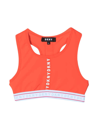 Shop Dkny Orange Girl Top With White Details In Arancione