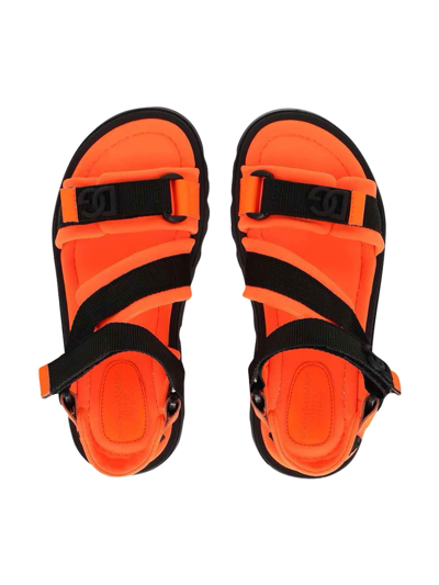 Shop Dolce & Gabbana Orange And Black Unisex Sandals In Arancio Fluo