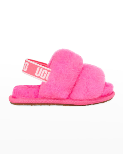 Shop Ugg Girl's Oh Yeah Shearling Slippers, Baby/toddlers In Taffy Pink