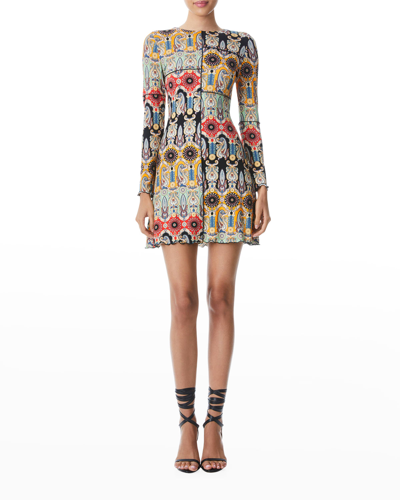 Shop Alice And Olivia Delora Paneled Flare Mini Dress In Now And Forever T