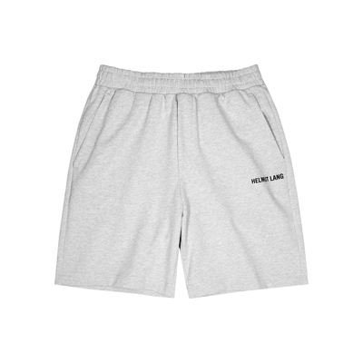 Shop Helmut Lang Grey Mélange Logo Cotton Shorts