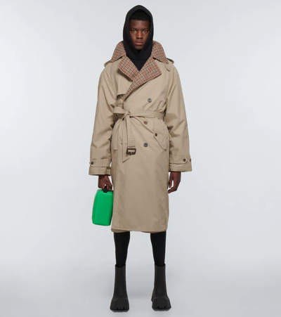 Shop Balenciaga Double-breasted Trench Coat In Beige/brown