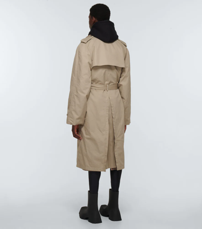 Shop Balenciaga Double-breasted Trench Coat In Beige/brown