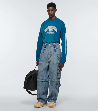 Balenciaga Raver Relaxed-fit Wide-leg Denim Jeans In Pale Blue
