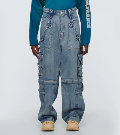 Balenciaga Raver Relaxed-fit Wide-leg Denim Jeans In Pale Blue