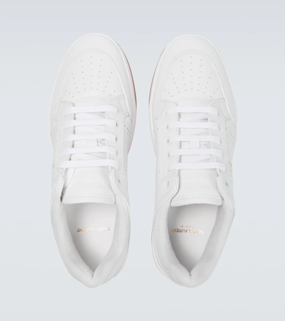 Shop Saint Laurent Sl/61 Leather Sneakers In K White/k White