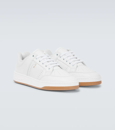 Shop Saint Laurent Sl/61 Leather Sneakers In K White/k White