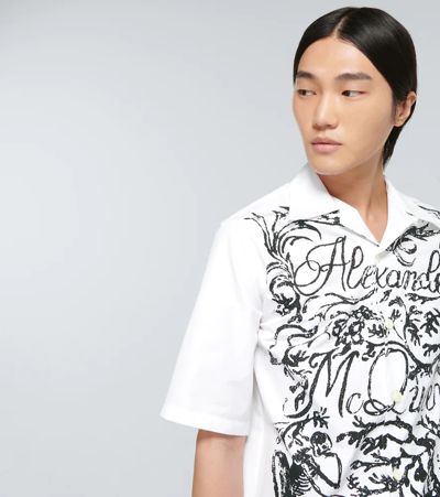 Shop Alexander Mcqueen Printed Cotton Shirt In White/black