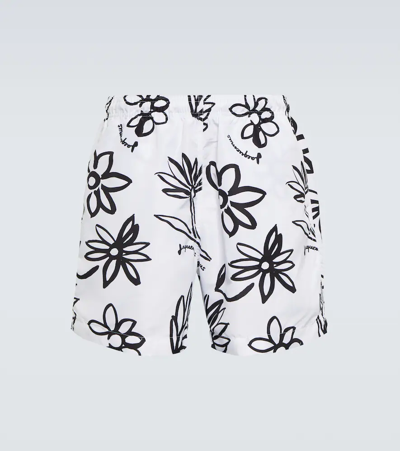 Shop Jacquemus Le Maillot Peinture Swim Trunks In Print Black/white Flowers