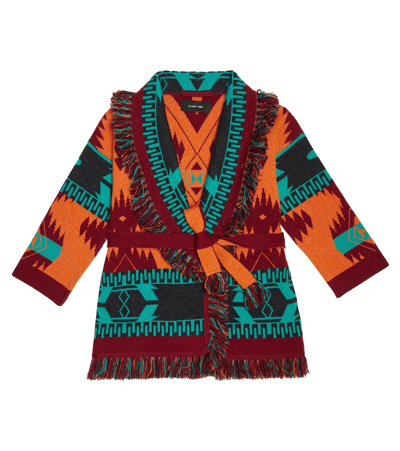 Shop Alanui Icon Jacquard Cashmere-blend Cardigan In Orange Multicolor