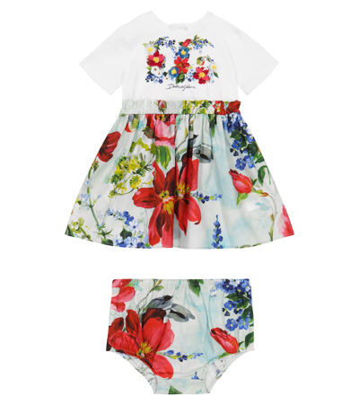 Shop Dolce & Gabbana Baby Cotton Dress And Bloomers Set In Variante Abbinata