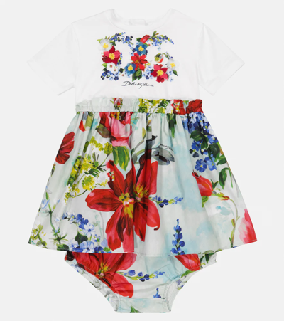 Shop Dolce & Gabbana Baby Cotton Dress And Bloomers Set In Variante Abbinata