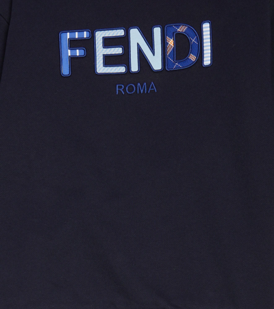 Shop Fendi Logo Cotton Sweatshirt In Navy