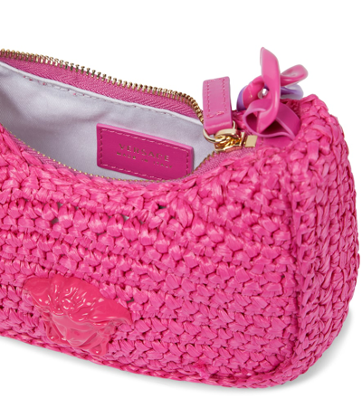 Shop Versace Medusa Crochet Shoulder Bag In Fuxia-fuxia-oro