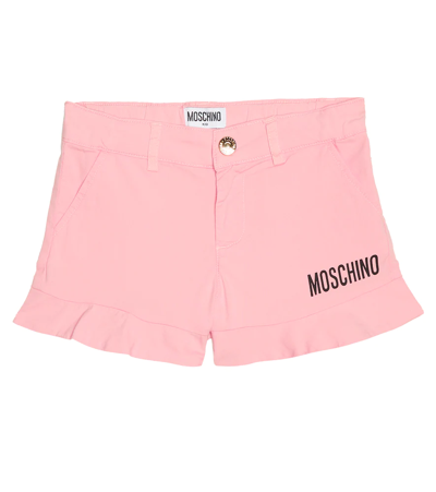 Shop Moschino Logo Cotton-blend Shorts In Sugar Rose