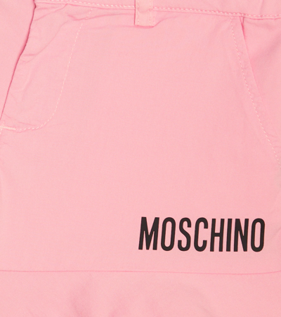 Shop Moschino Logo Cotton-blend Shorts In Sugar Rose