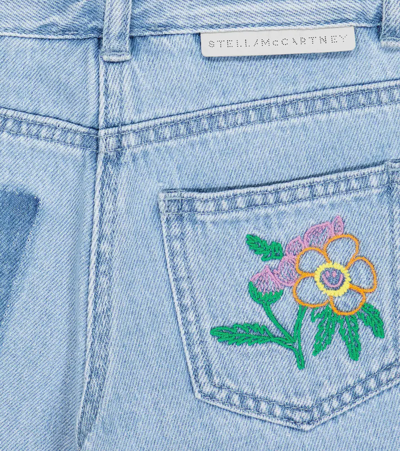 Shop Stella Mccartney Embroidered Denim Shorts In Azzurro
