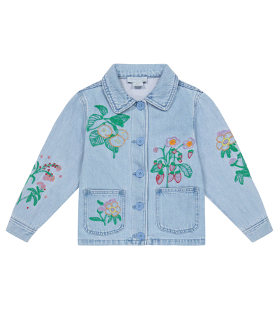 Shop Stella Mccartney Embroidered Denim Jacket In Azzurro