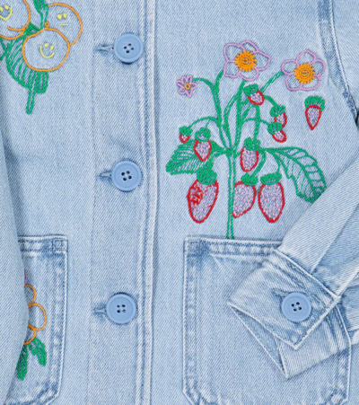 Shop Stella Mccartney Embroidered Denim Jacket In Azzurro