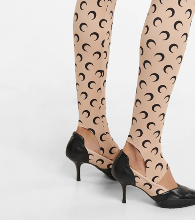 Shop Marine Serre Fuseaux Moon Stirrup Leggings In All Over Moon Tan