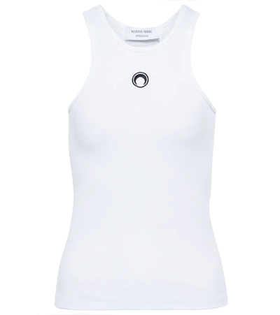 Shop Marine Serre Moon Ribbed-knit Tank Top In White