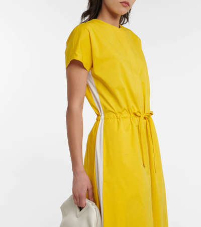 Shop Loro Piana Alianca Cotton-blend Midi Dress In Lemon Popsicle / White