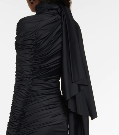 Shop Balenciaga Ruched Asymmetric Minidress In Black