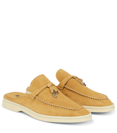 Shop Loro Piana Babouche Charms Walk Suede Slippers In Egypt Rock