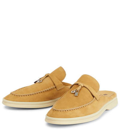 Shop Loro Piana Babouche Charms Walk Suede Slippers In Egypt Rock