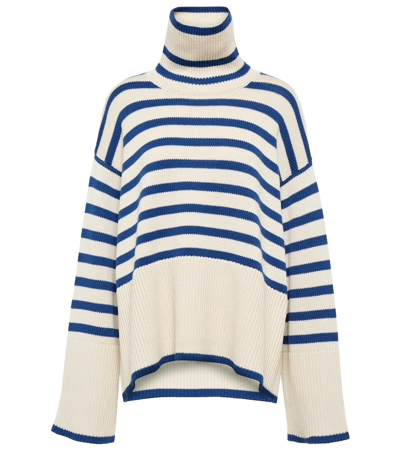 Shop Totême Striped Wool And Cotton Sweater In Off White Stripe
