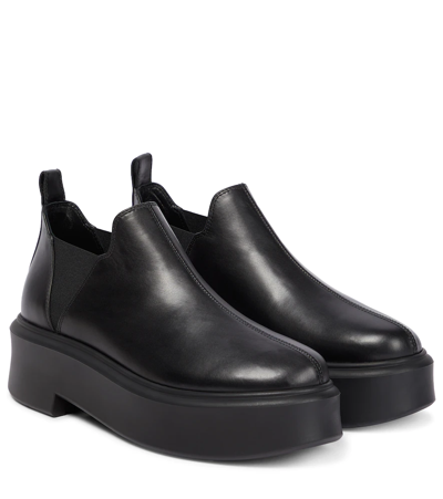 Shop The Row Robin Leather Flatform Ankle Boots In Black