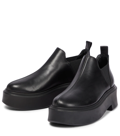 Shop The Row Robin Leather Flatform Ankle Boots In Black