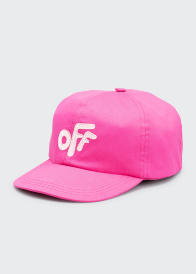 Shop Off-white Girl's Rounded Logo Baseball Cap In Fuschiapink