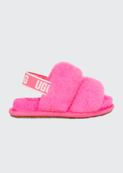 Shop Ugg Girl's Oh Yeah Shearling Slippers, Baby/toddlers In Taffy Pink