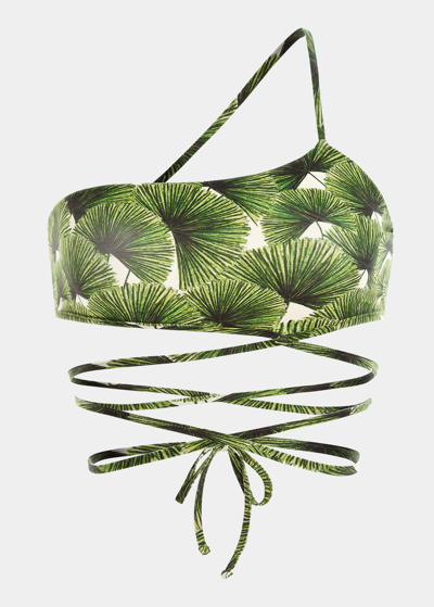 Shop Agua By Agua Bendita Azucena Self-tie Printed Bikini Top In Palma Mangle Dia