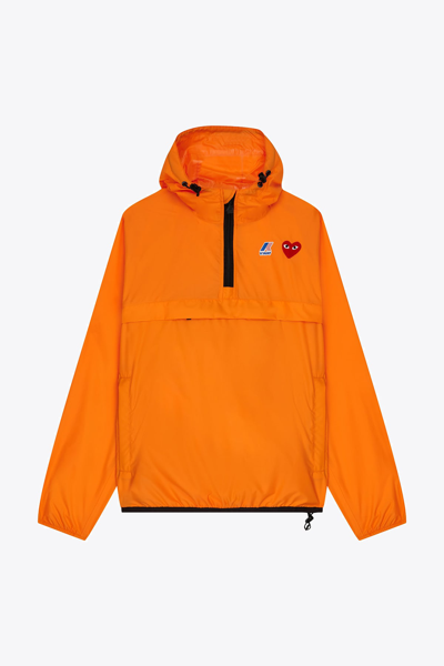 Shop Comme Des Garçons Play Unisex Jacket Orange Nylon Anorak Cdg Play X K-way Collab In Arancio