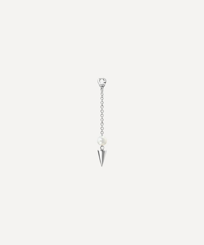 Shop Maria Tash 14ct Short Pearl And Spike Pendulum Charm In White