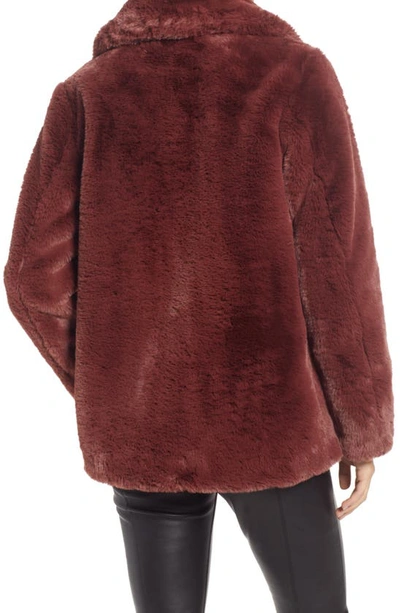 Halogen Faux Fur Teddy Coat In Brown Sable