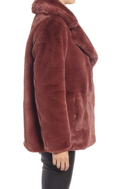 Halogen Faux Fur Teddy Coat In Brown Sable