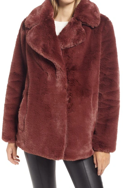 Halogen Faux Fur Teddy Coat In Brown Sable