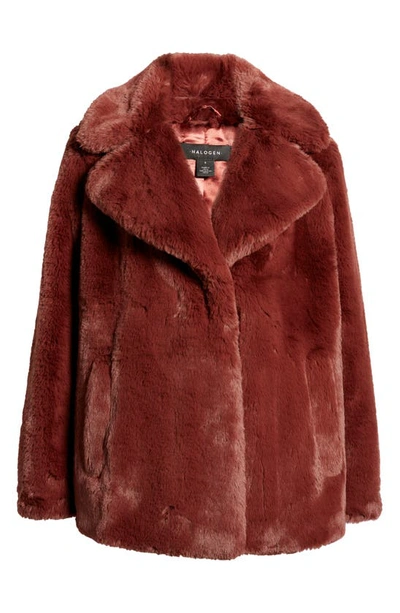 Halogen Faux Fur Teddy Coat In Brown Sable